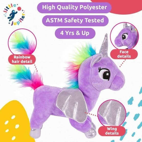 Purple‎ Rainbow Unicorn Plush Pet Set Unicorn Toys Stuffed Animal for Kids - Picture 5 of 6